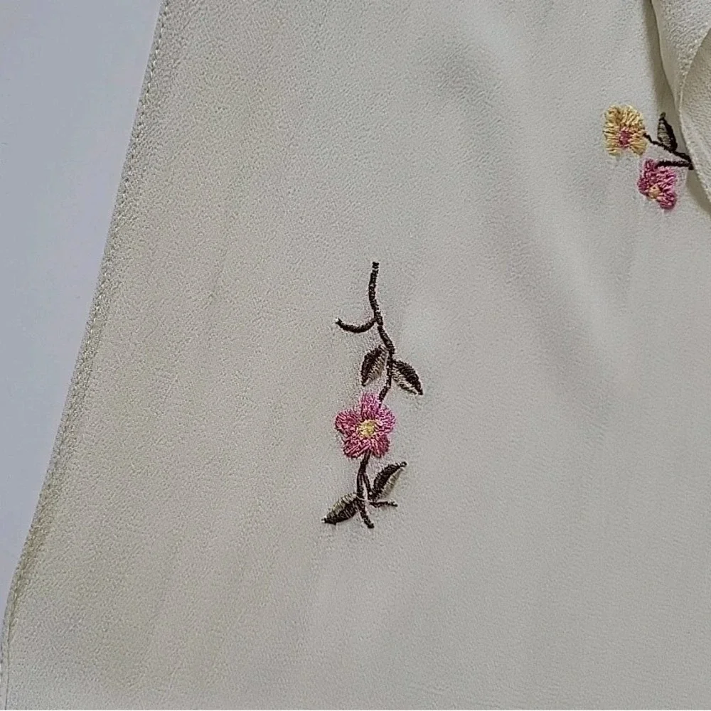Embroidered Silk Scarf Pouch Set Rectangle Elegant Floral Coquette‎ Modern Retro